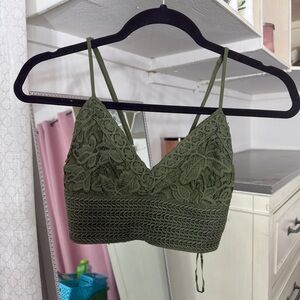 Aeropostale Olive Lace crop tops that ties in the back